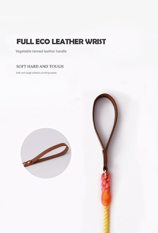 Premium Leather Pet Collar and Leash - Soft, Strong Braided Rope (Purple - Size M) image 3