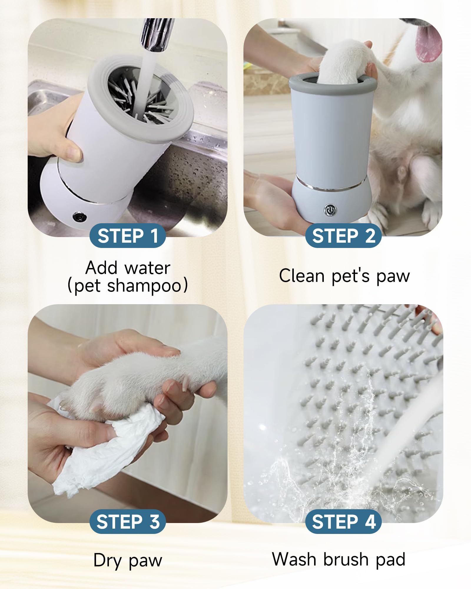 Automatic Dog Paw Cleaner for Dogs，2 Speeds Electric Paw Feet Cleaner for Small…, Blue image 6