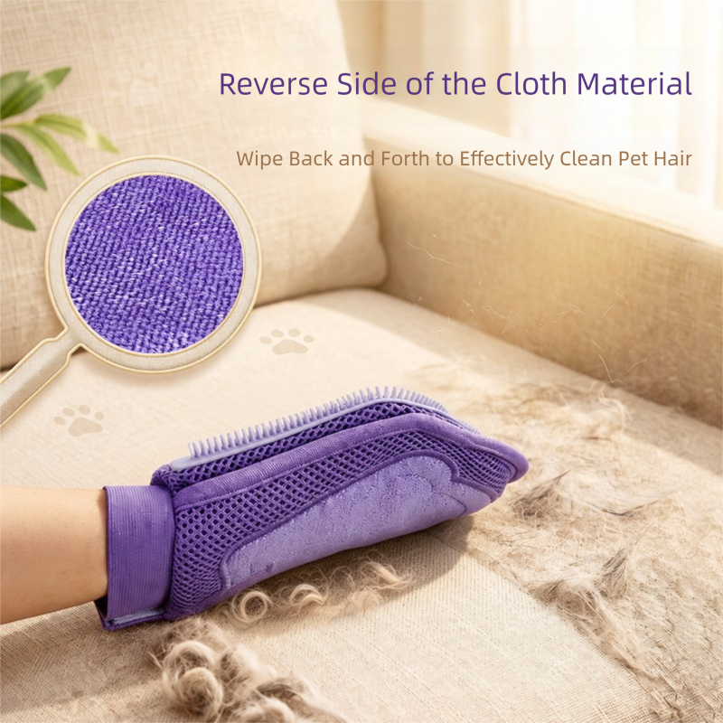 Purple Pet Grooming Gloves for Dogs and Cats - 2 Pack Purple Silicone Massage Brush… image 5