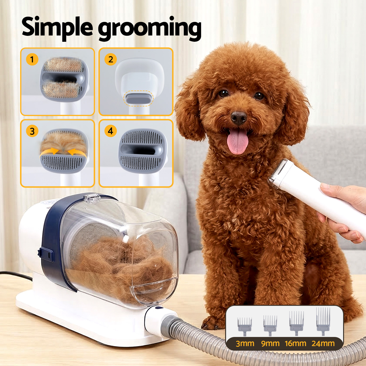 i.Pet Pet Grooming Kit Vacuum Dog Cat Hair Dryer Remover Clipper Brushes Cleaning image 6