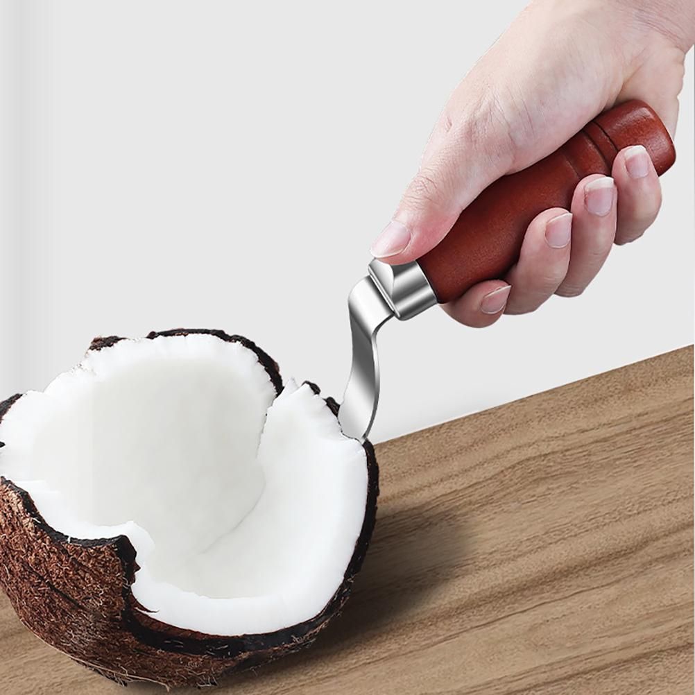 Coconut Can Opener Coconut Scraper with Wood Handle Stainless Steel Coconut Scraper… image 5