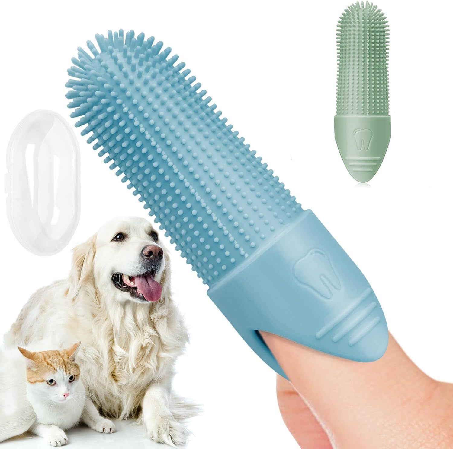 Gentle Silicone Finger Toothbrush for Cats and Dogs – Reusable, Yellow image 7