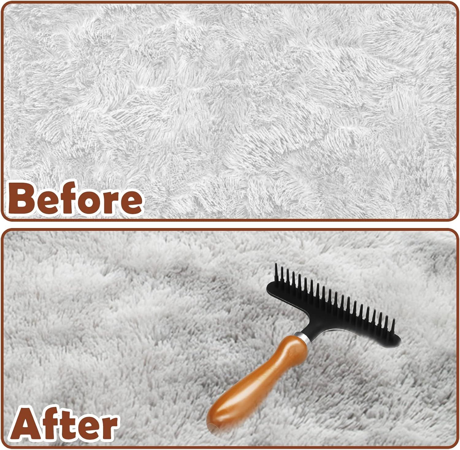 Portable Carpet Rake for Matted and Shag Rugs, Black, 15.2 × 11cm image 3