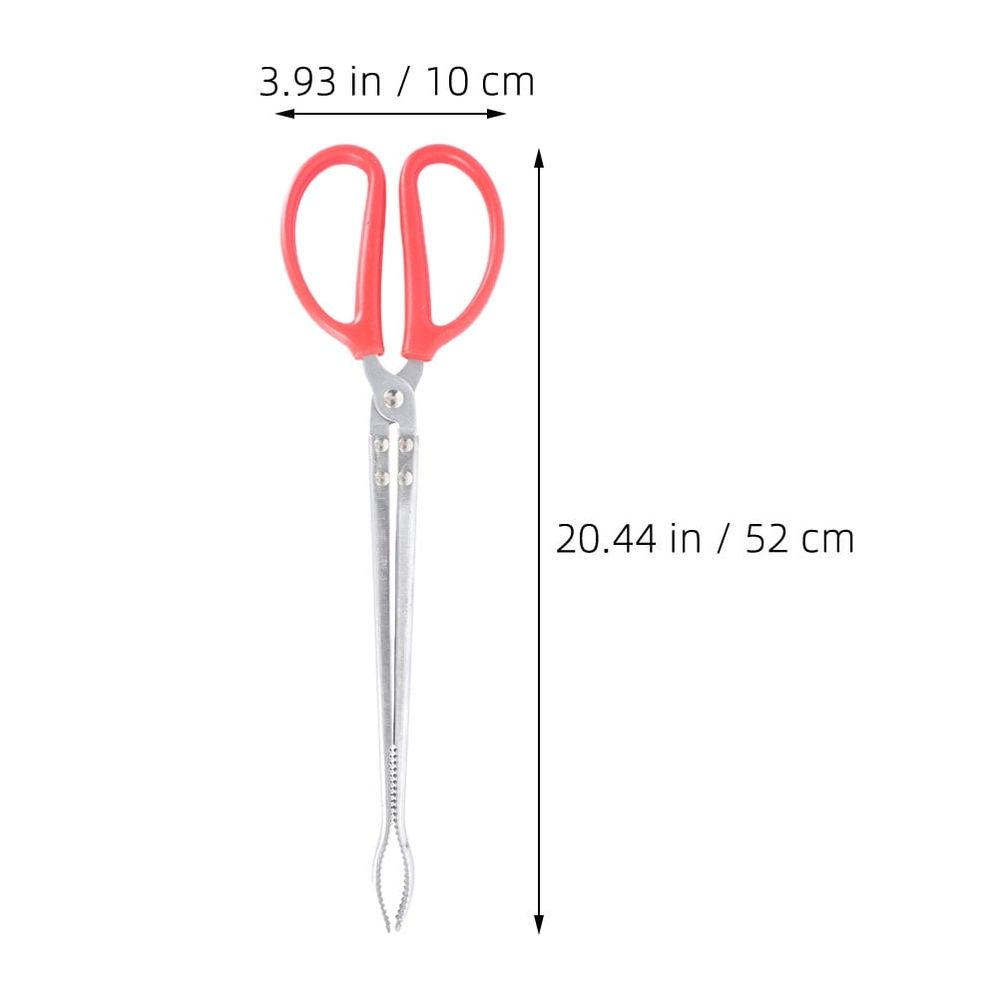 2Pcs Stainless Steel Snake Tongs with Red Ergonomic Handle for Feeding and Capturing image 2