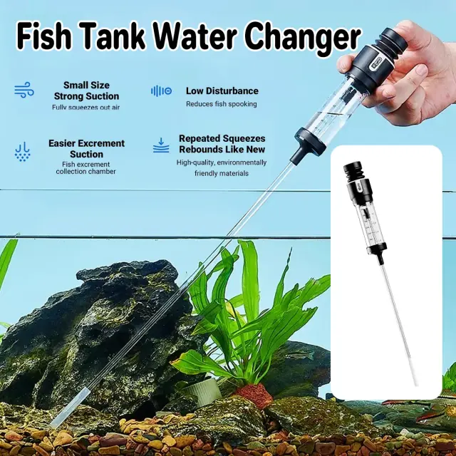 Fish Tank Water Changer Clear Tube Non Slip Handle for Aquariums Water Change