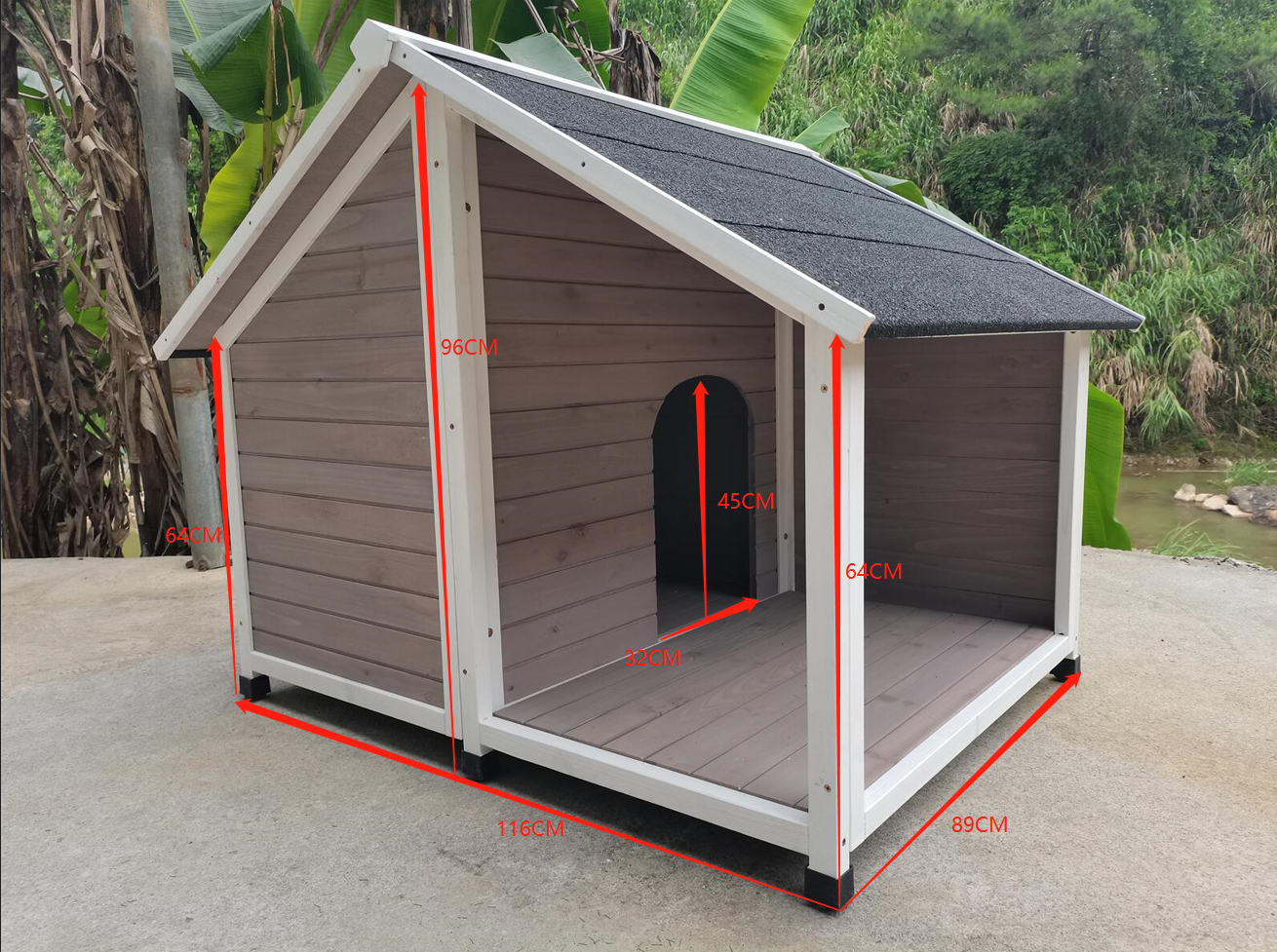 YES4PETS L Timber Pet Dog Kennel House Puppy Wooden Timber Cabin 130x105x100cm Grey image 5