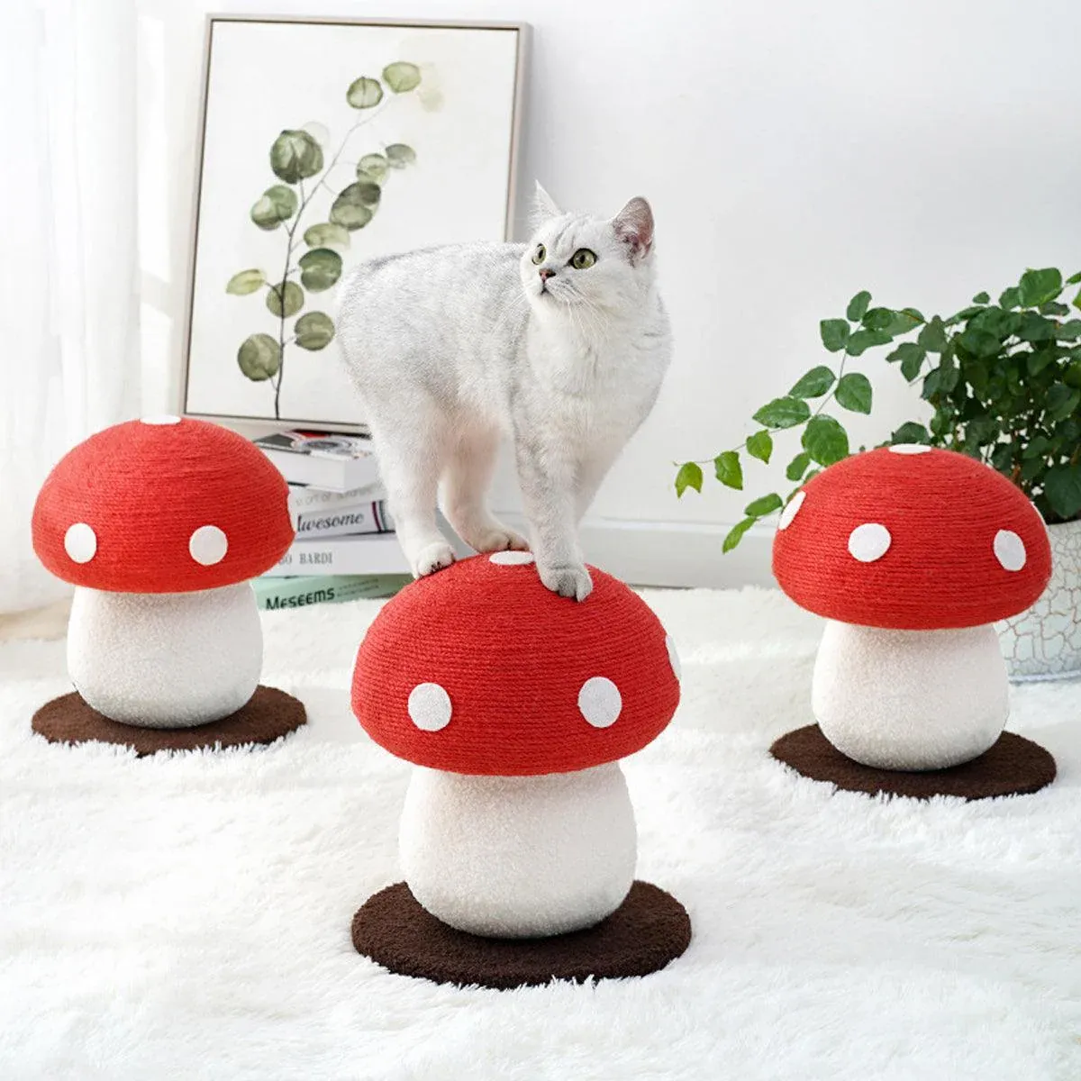 Red Mushroom Cat Climbing Frame Vertical Scratching Post Board Pet Furniture image 7
