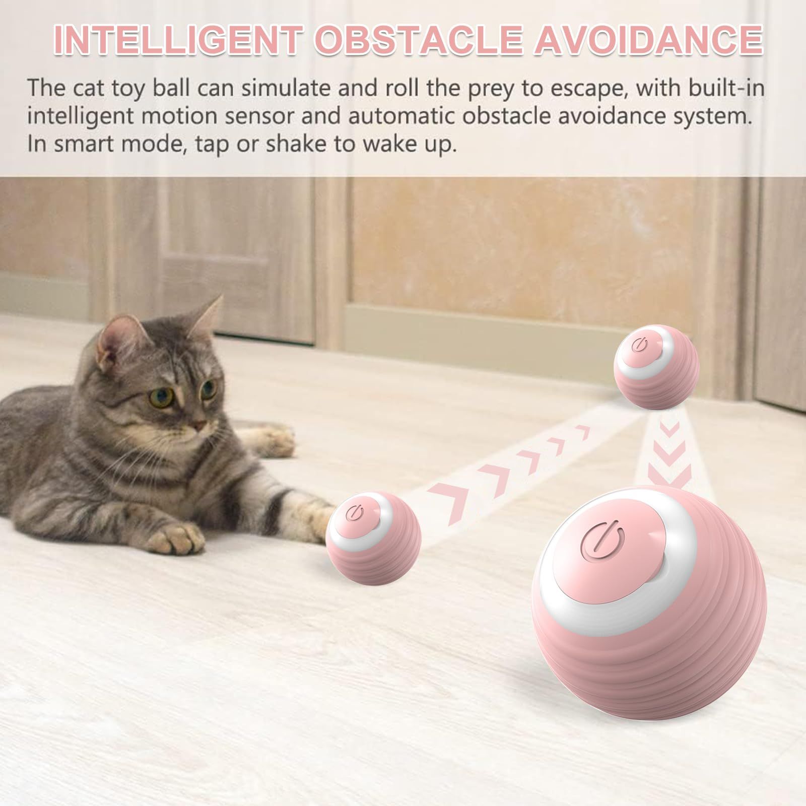 Interactive Cat Toy Ball – Automatic Cat Toy, Pink image 2