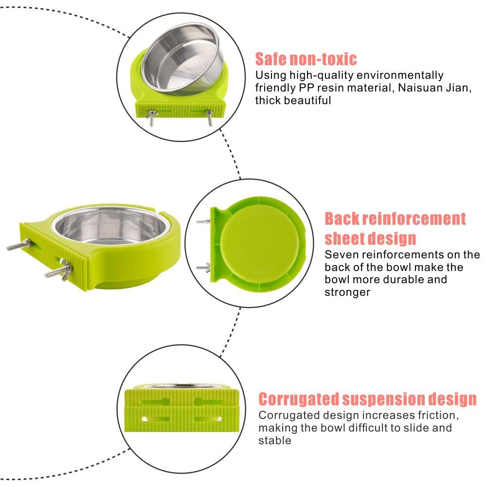 Crate Dog Bowl Removable Stainless Steel Water Food Feeder Bowls Cage Coop Cup for Cat… image 3