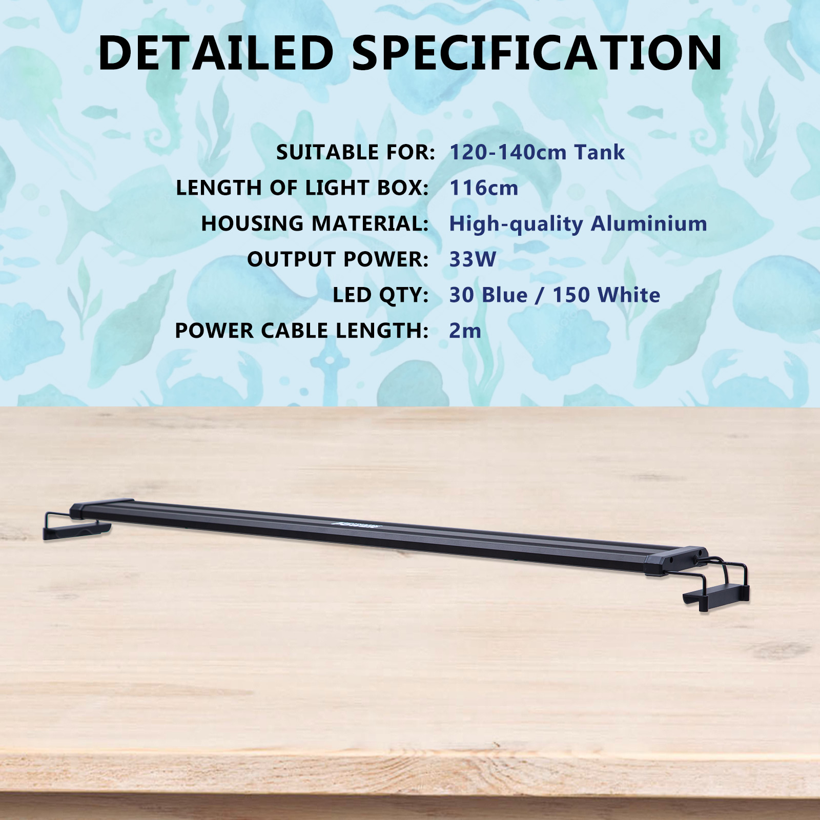 27W Set 2 Aquarium Blue White LED Light for Tank 95–115cm image 9