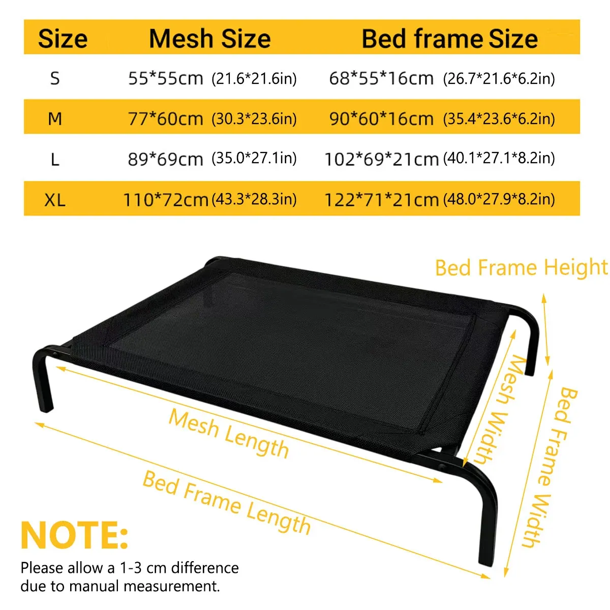 Heavy Duty Pet Raised Bed Elevated Trampoline Hammock Cat Dog Raised Deluxe - M image 4