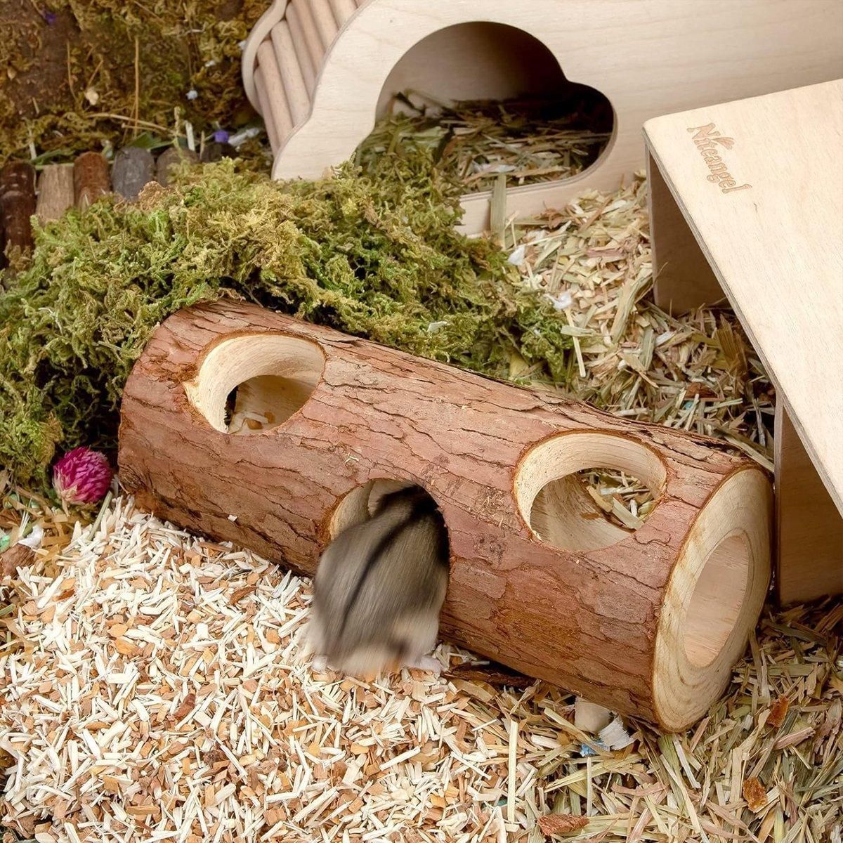 Solid Wood Hamster Pipe Rabbit Chew Toy Tree Cylinder Cross Border Pet Supplies image 6