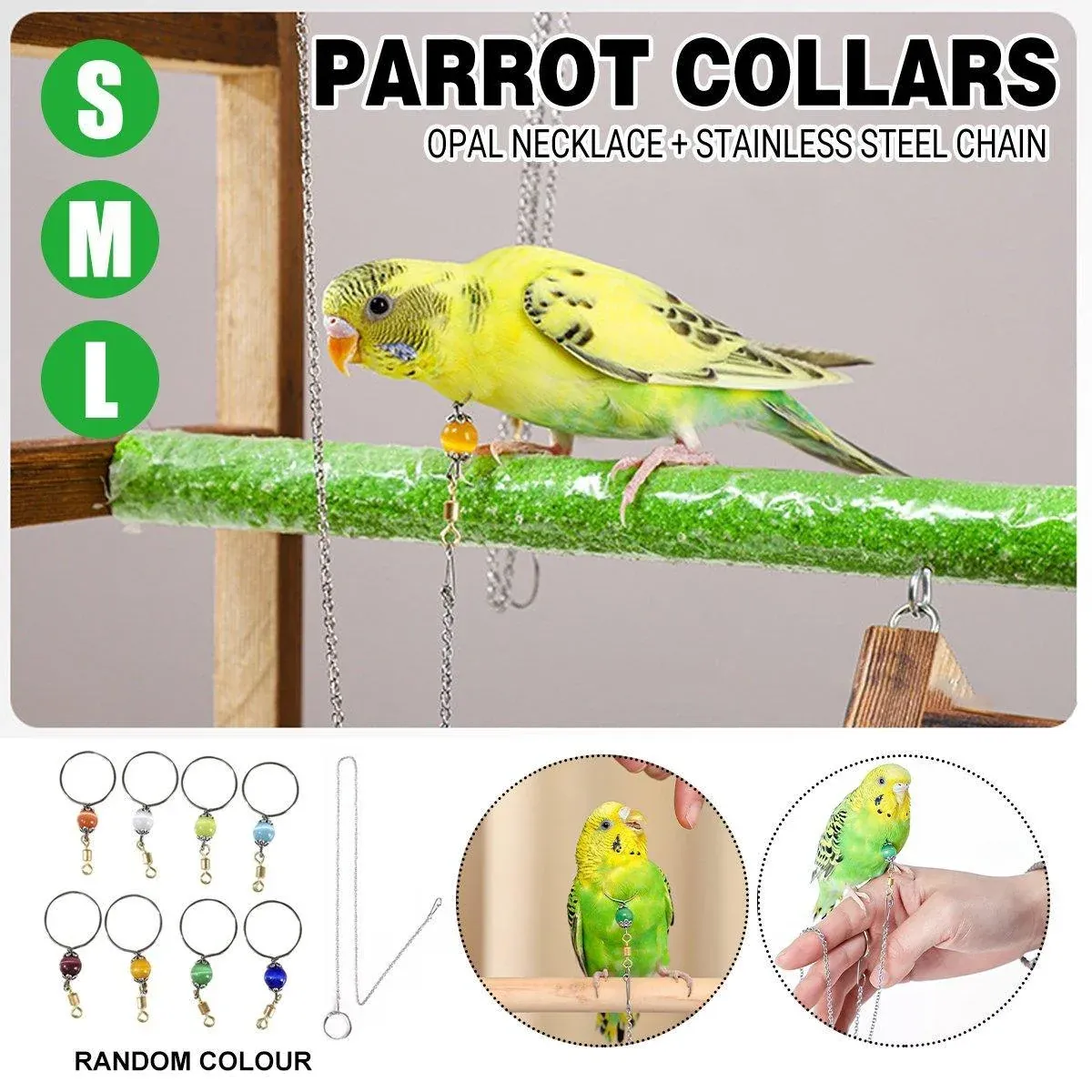 Parrot Neck Collar Stainless Steel Bird Chain Training Adjustable Bird Leash… image 2