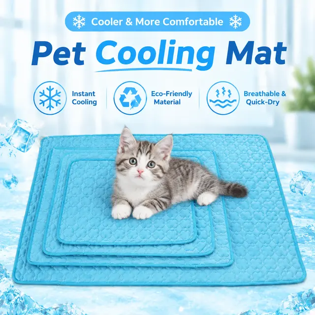 Cooling Pet Mat for Dogs and Cats, Blue, M