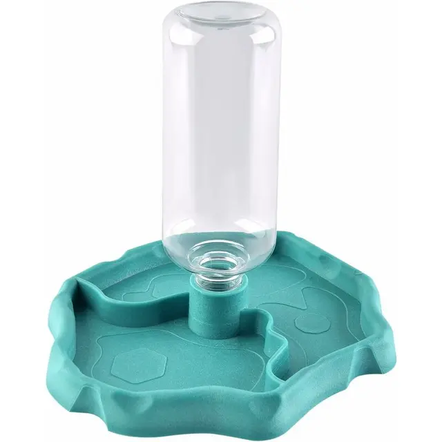 Reptile Water Dispenser 2 In 1 Anti-Overflow Food Dispenser Bowl, Blue