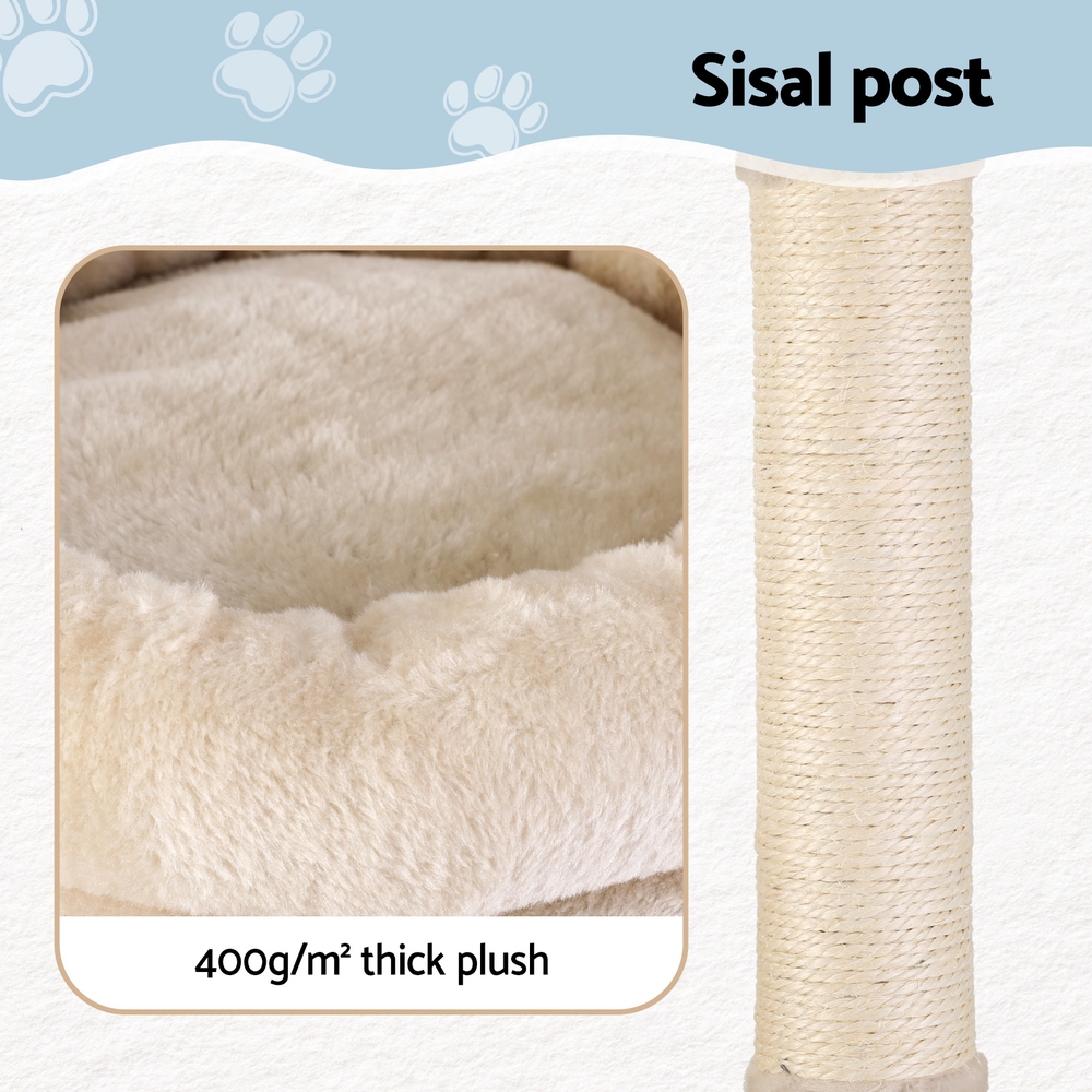 i.Pet Cat Tree 143cm Tower Scratching Post Trees Scratcher Condo House Beige image 6