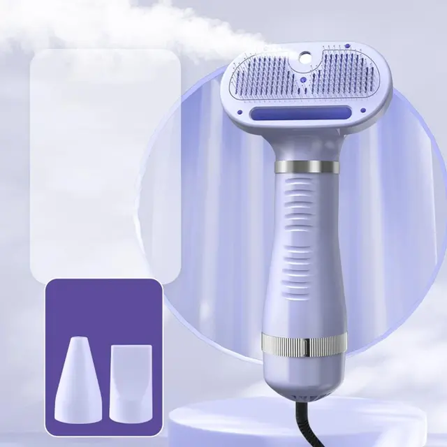 Purple Purple Pet Hair Dryer With Spray Comb For Drying Grooming 2 In 1 Bathing Tool…