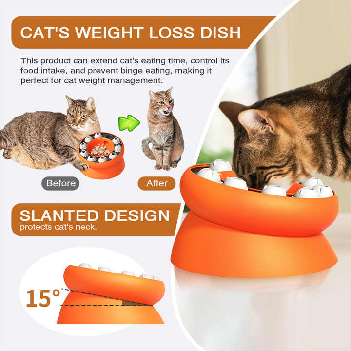 Pink Interactive Slow Feeder Cat Bowl - 15° Tilt Design image 3