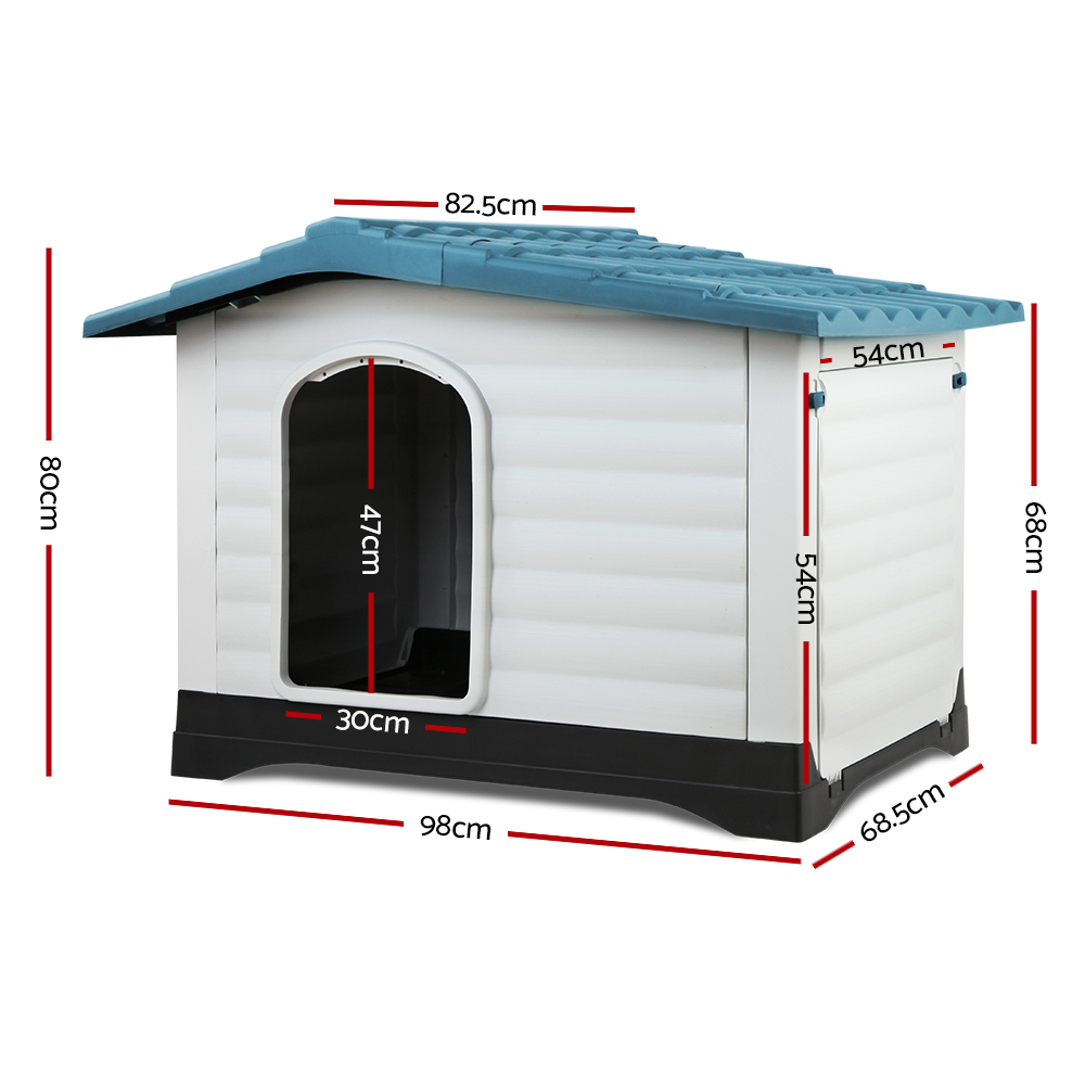 i.Pet Dog Kennel House Extra Large Outdoor Plastic Puppy Pet Cabin Shelter XL Blue image 2