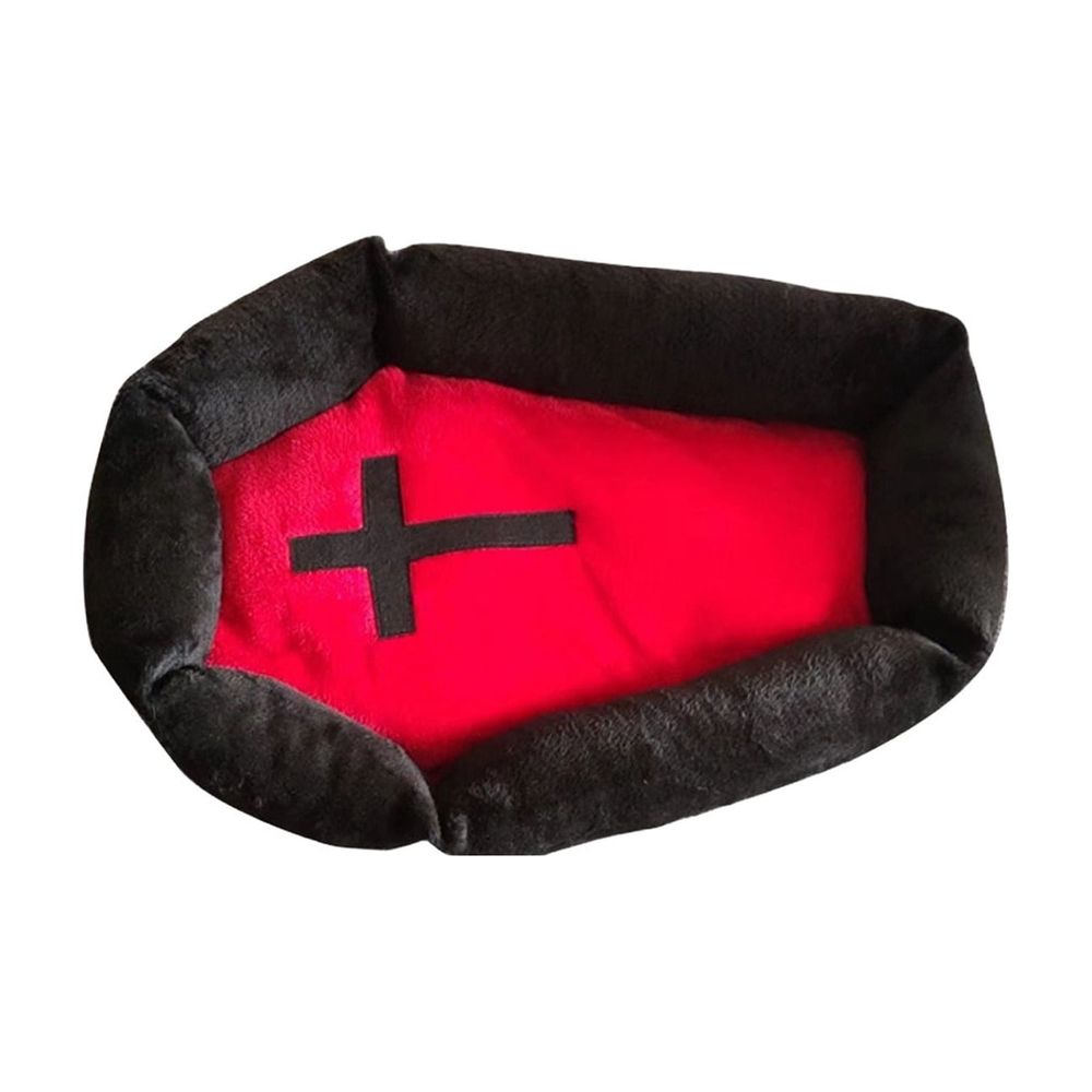 Gothic Cat Bed for Indoor Cats Washable Coffin Cat Bed, Black, 25.6X17.7X3.9In image 3