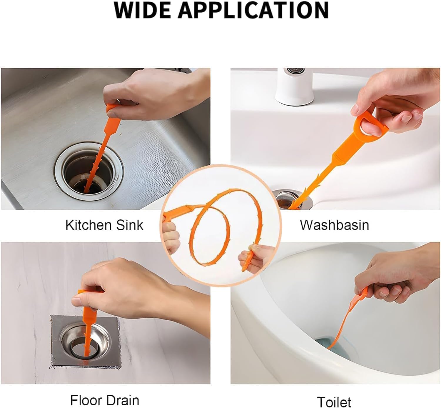 25 Inch Drain Snake Clog Remover:3 Pcs Hair Clog Auger, Orange image 4