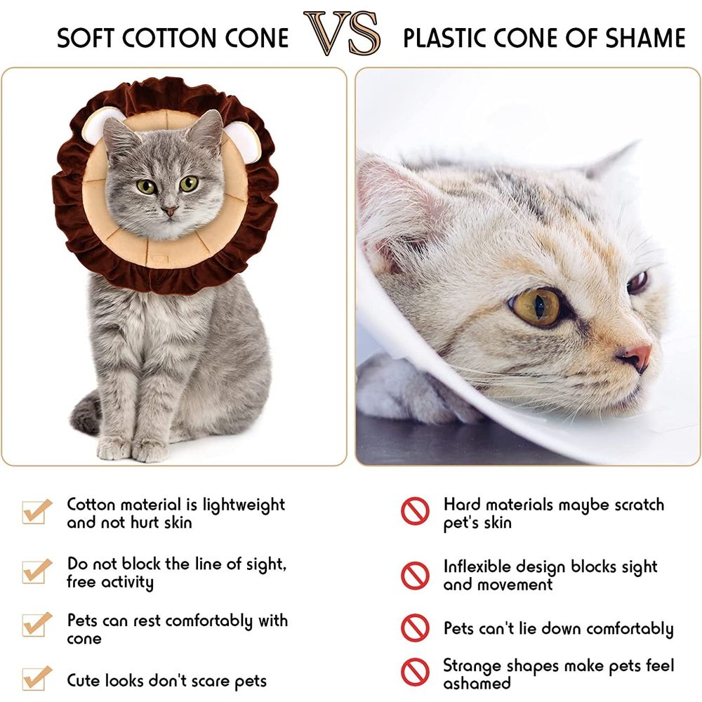 Recovery Collar Pet Cat Cone Cute Lion Cone for Cats Comfortable Dog Neck Cone… image 4