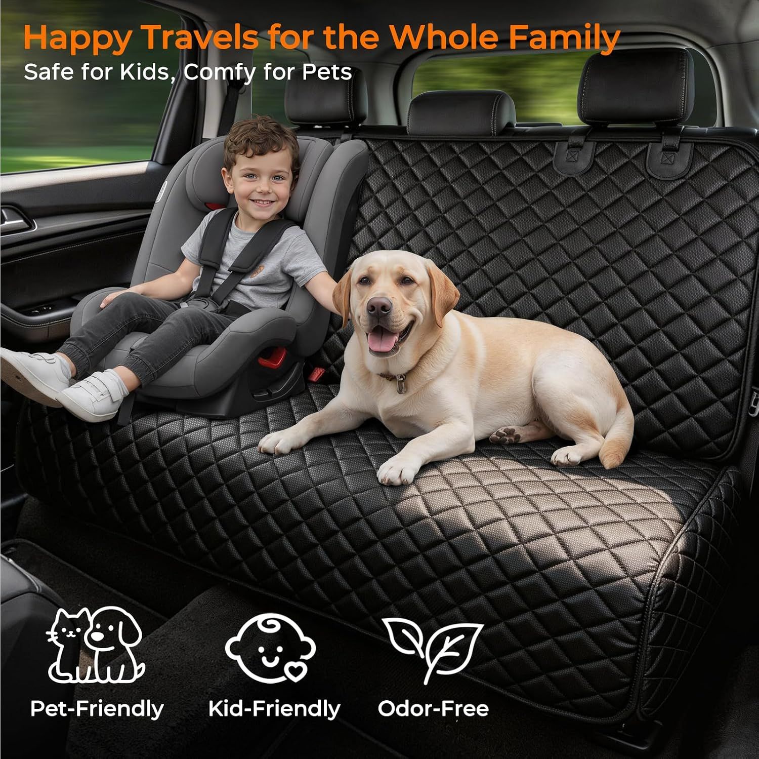 Dog Car Back Seat Cover, Black image 7