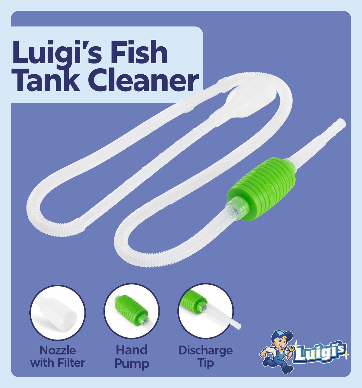 Fish Tank Cleaner - Turtle Tank Accessories - Gravel Vacuum for Aquarium - Hand Siphon… image 2
