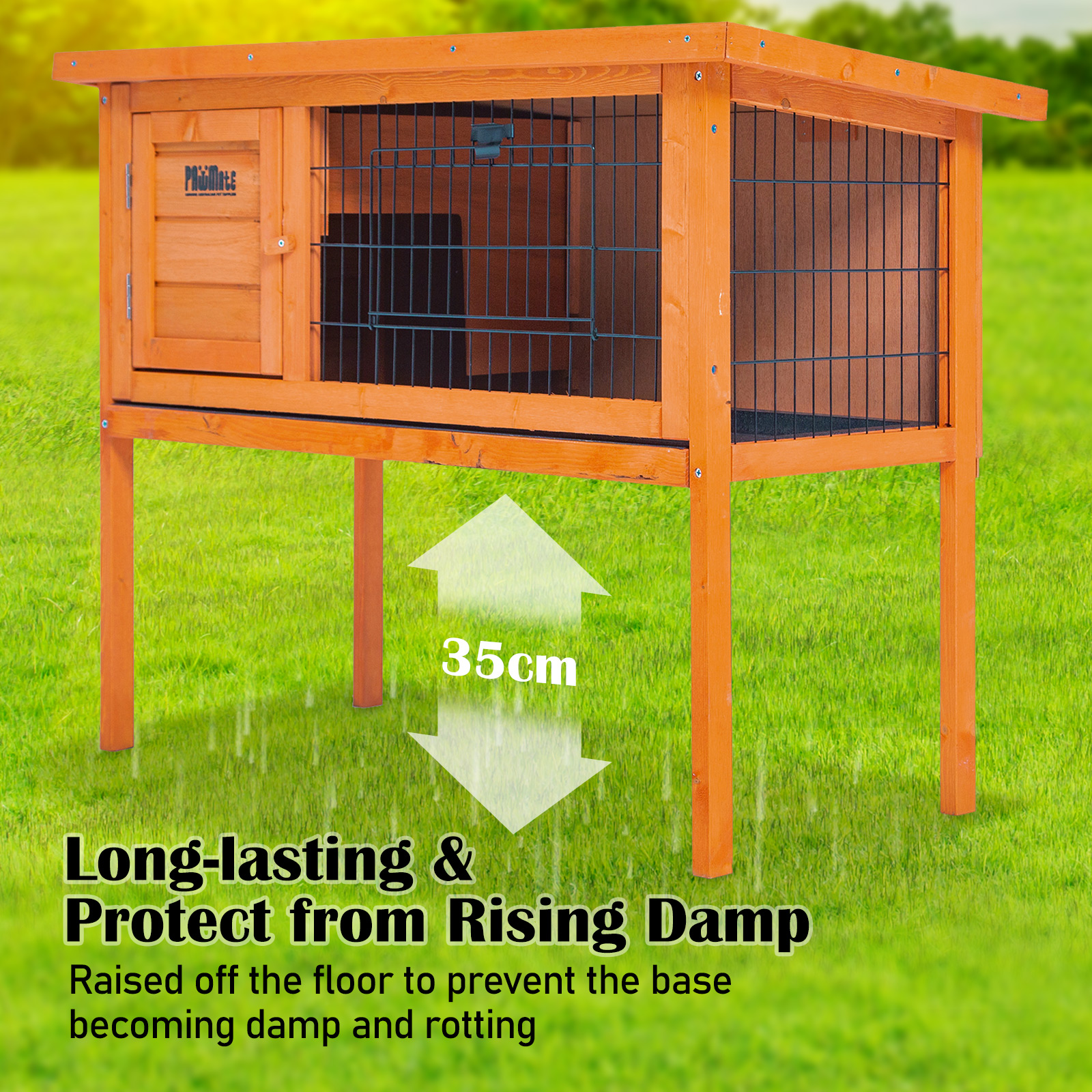Rabbit Hutch Chicken Coop 91 x 45 x 70cm Free Standing Cage Run Eden image 9