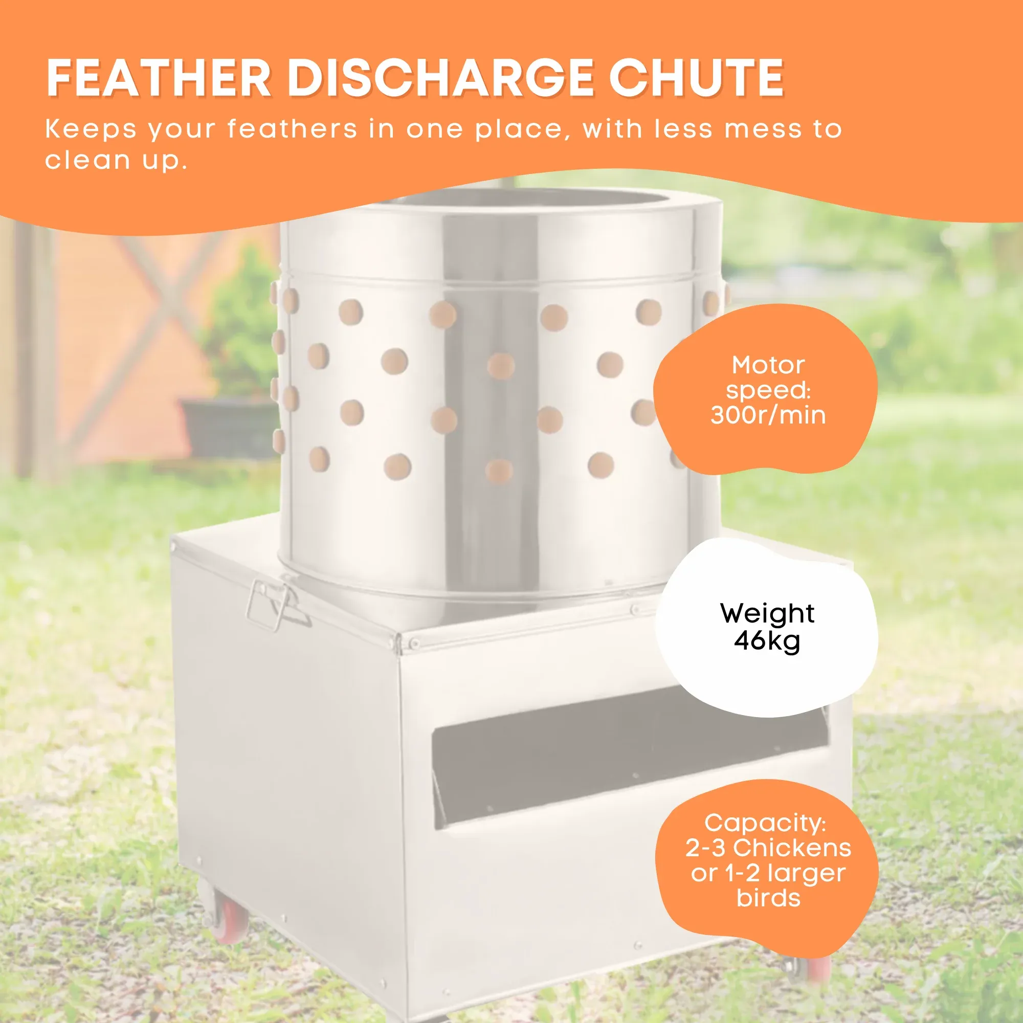 Rooster Farms 50cm Chicken Feather Plucker Electric Poultry Defeathering Machine image 4