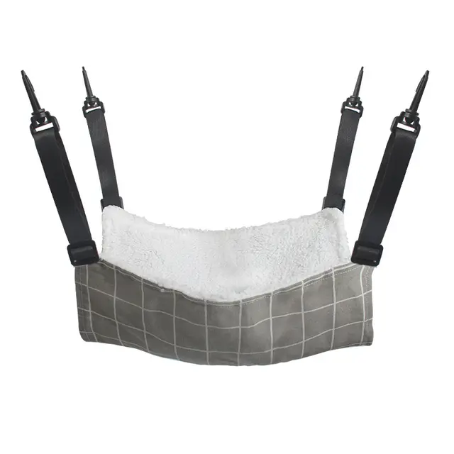 Cat Cage Hammock - Adjustable Double-Sided Pet Swing Bed with Hooks(Gray check)