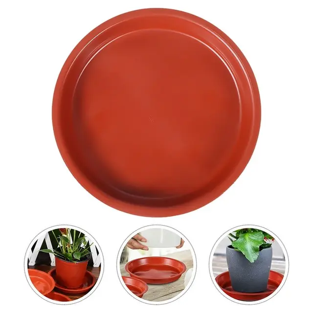 10Pcs Plastic Plant Plates to Catch Water for Indoor Planters Red Round Tray