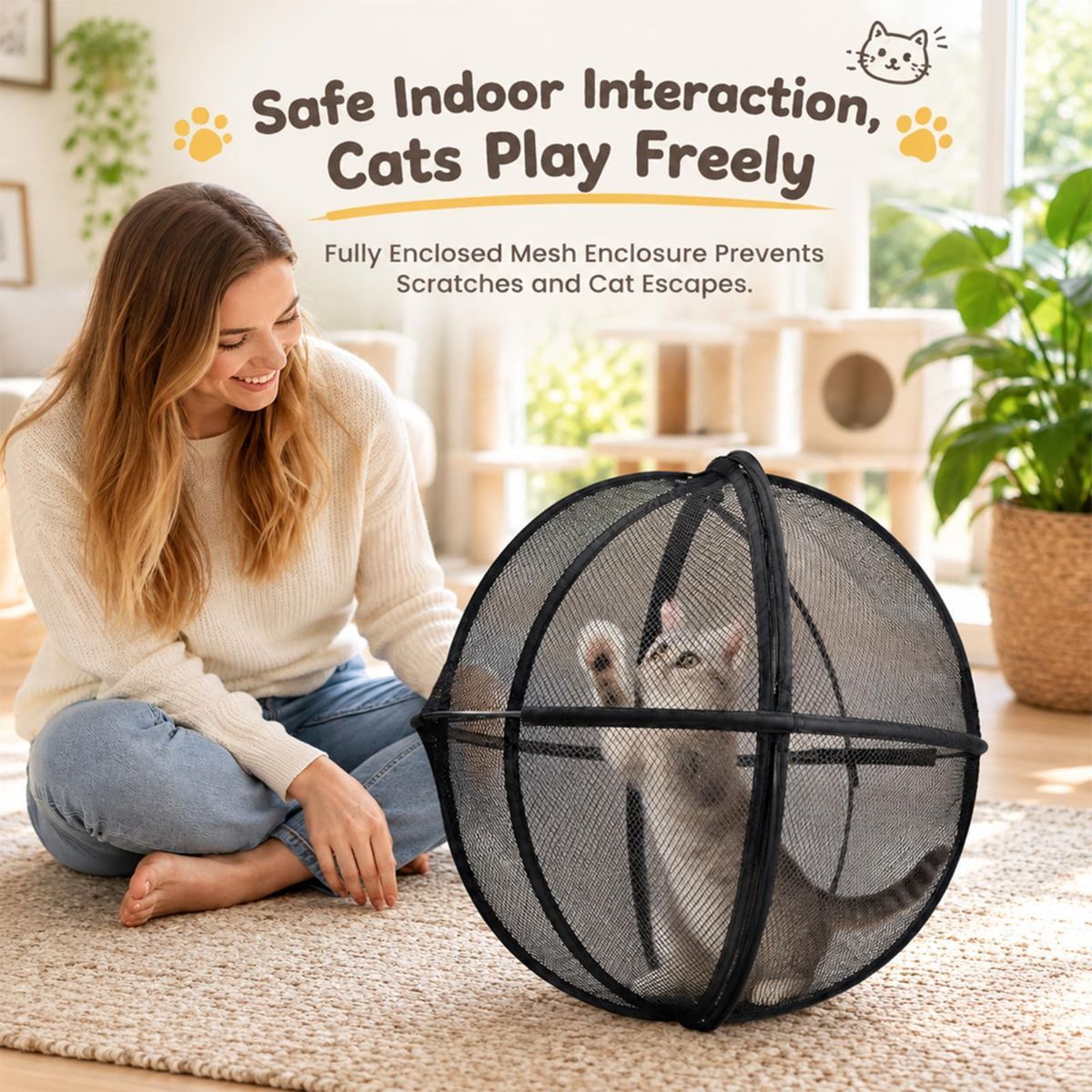 Rollable Mesh Cat Play Ball Enclosure image 2
