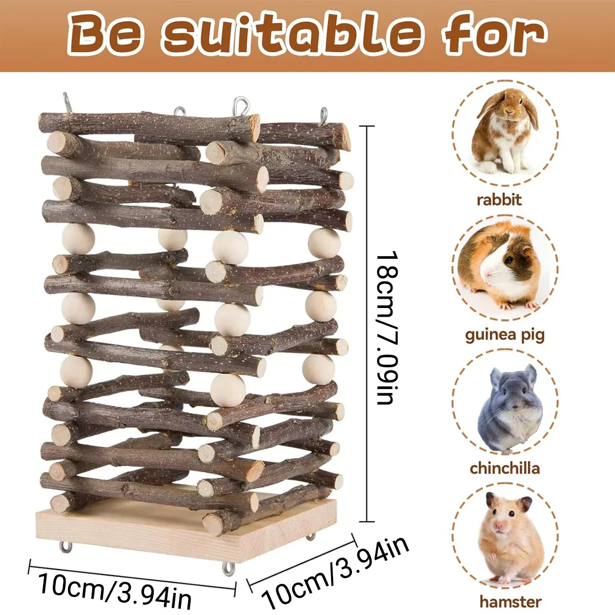 Rabbit Hay Feeder Rack Apple Wood Grass Holder Natural Food Rack Small Pet image 3