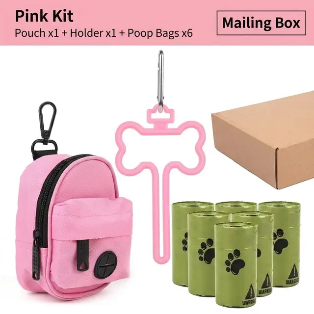 Carry Your Pup’s Mess in Style with a Durable Oxford Fabric Poop Bag Dispenser Set, Pink