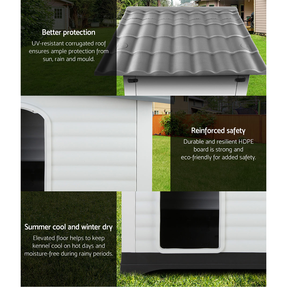 i.Pet Dog Kennel House Extra Large Outdoor Plastic Puppy Pet Cabin Shelter XL Grey image 4