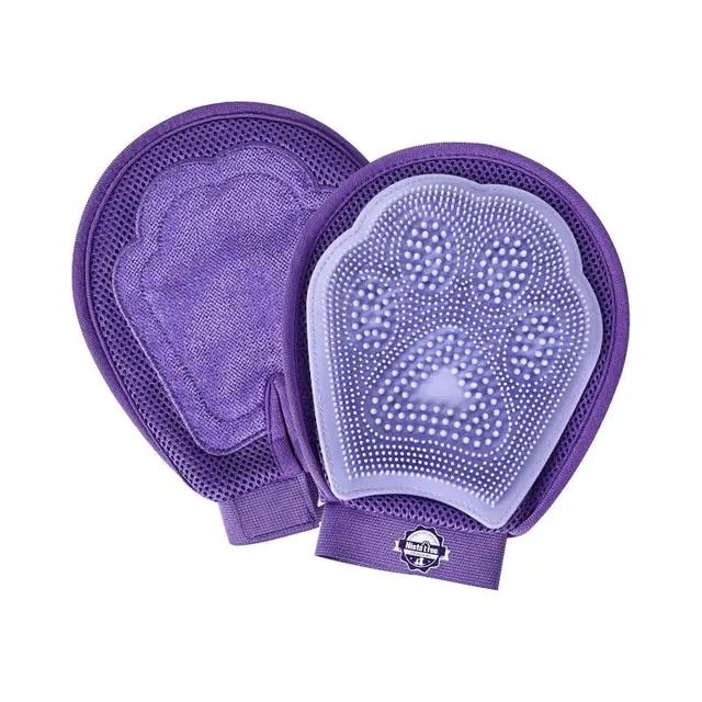 Purple Pet Grooming Gloves for Dogs and Cats - 2 Pack Purple Silicone Massage Brush…