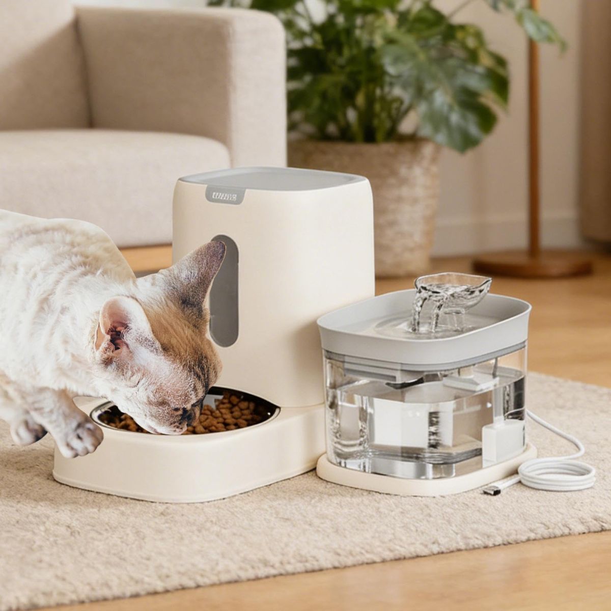 Automatic Cat Feeder and Water 2-in-1 Pet Automatic Fountain Food Bowl Spill-Proof Cat… image 6