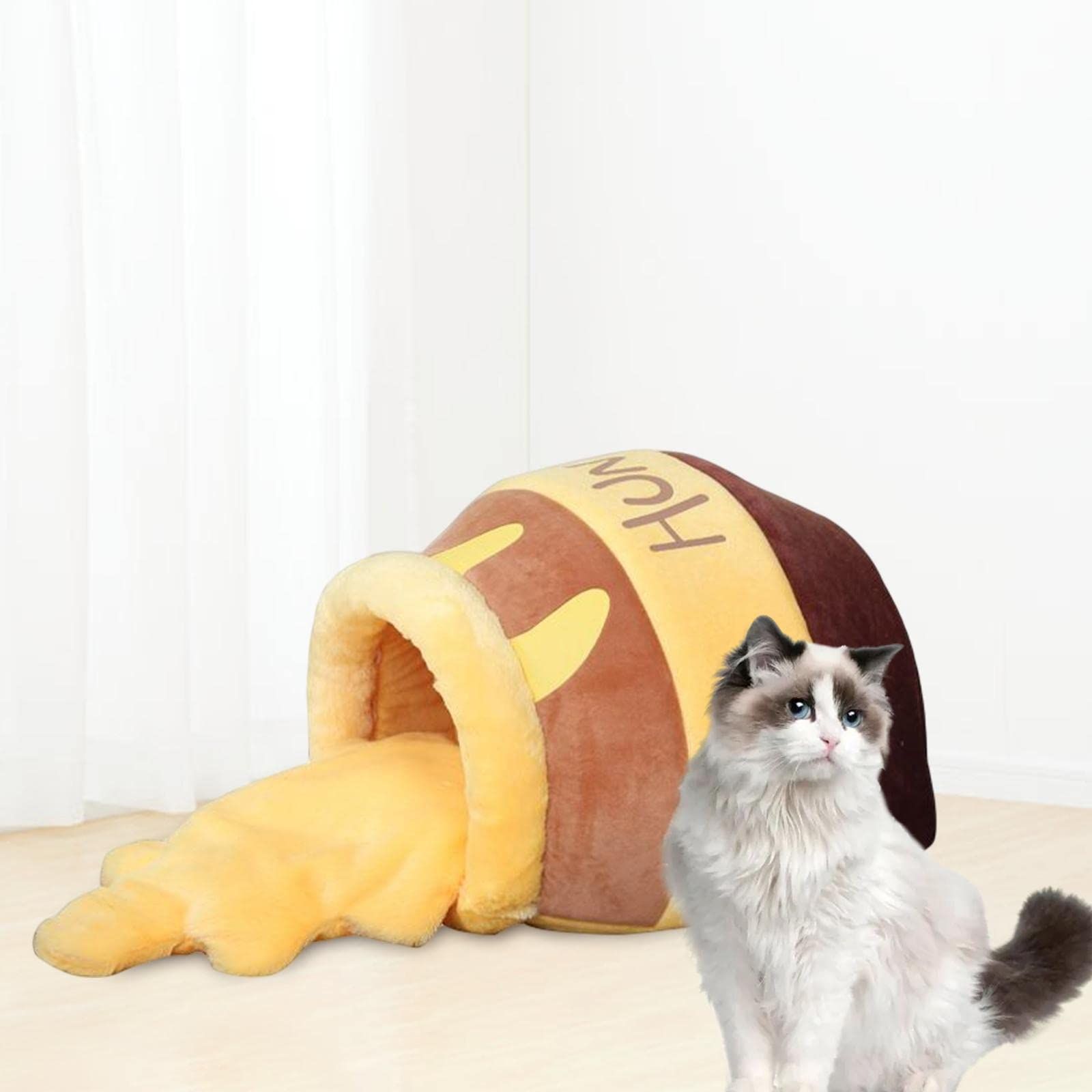 Pot for Indoor Cats Removable Cushion Cozy Cave Cartoon House Small Bed Kitten Bed… image 3