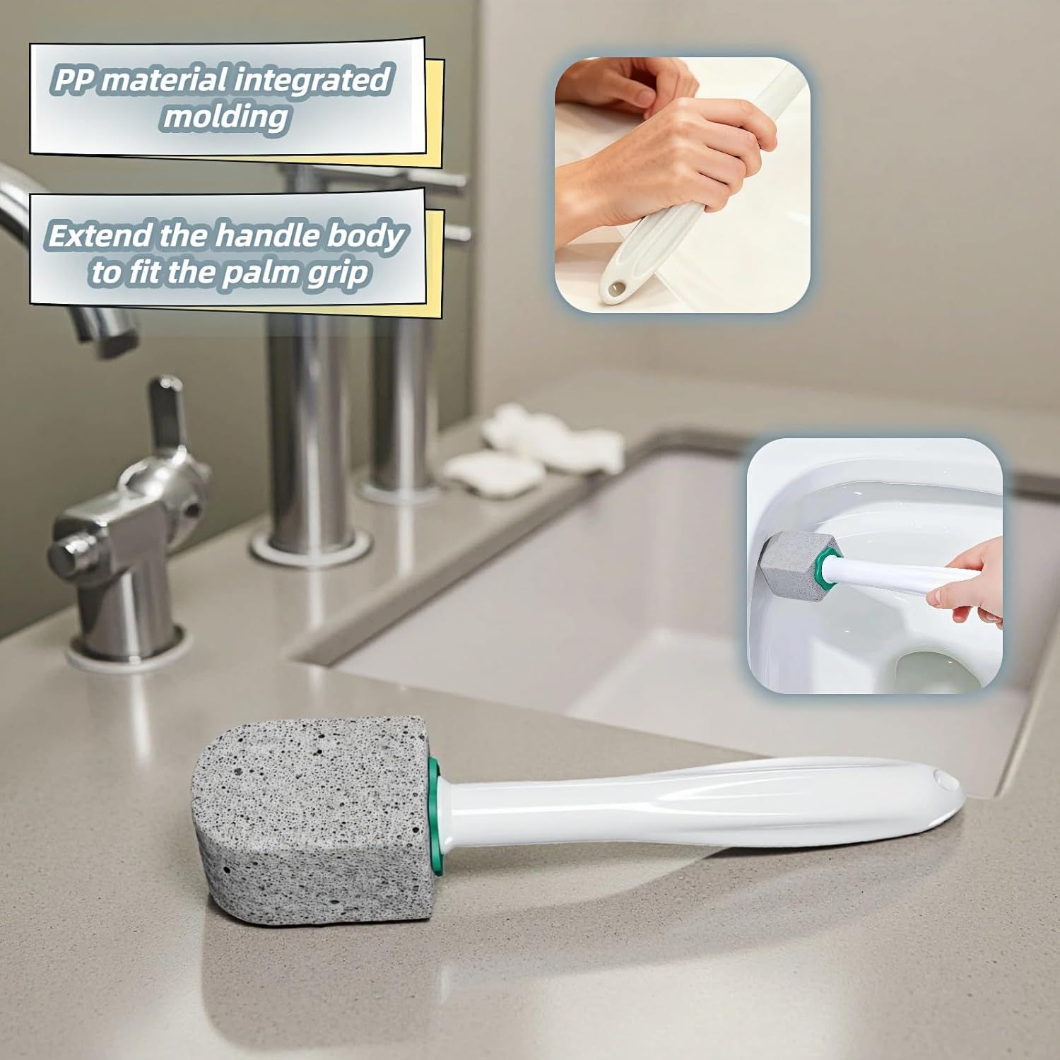 Pumice Toilet Brush Scrubber with 9.5” Handle - 1 Scrubber + 4 Pumice Stones - Remove… image 5
