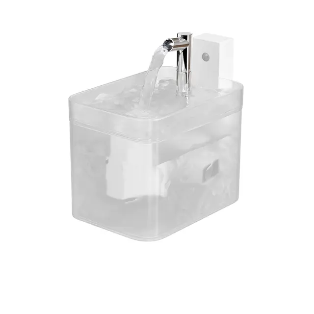 Matte White Wireless Sensor Pet Water Fountain - 1.5L Automatic Filtered Dispenser