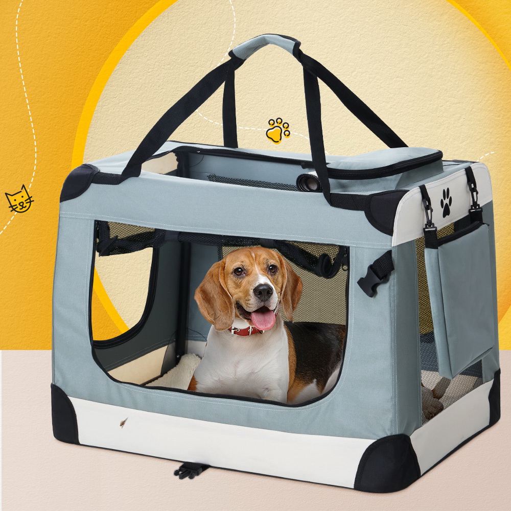 i.Pet Pet Carrier Soft Crate Dog Cat Travel 90x61CM Portable Foldable Car 2XL image 8