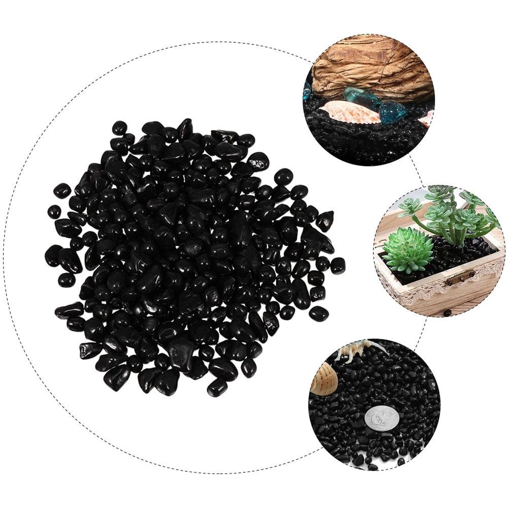Black Glass Fish Tank Rocks Aquarium Gravel Polished Stones Durable Decorative Texture image 3