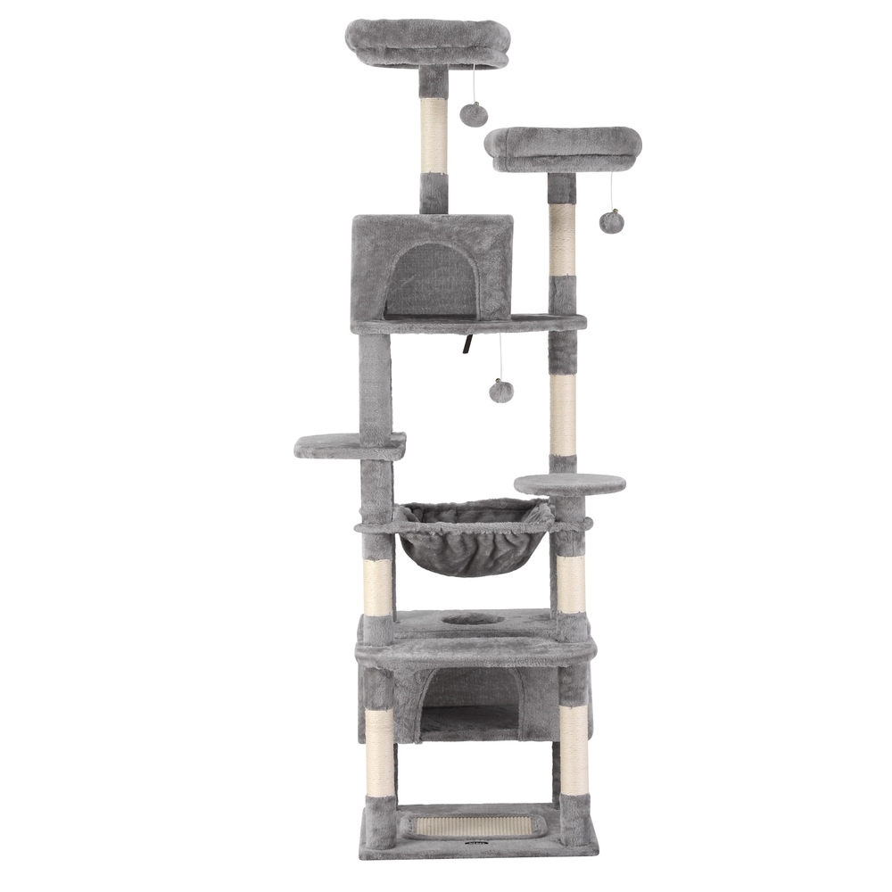i.Pet Cat Tree 184cm Tower Scratching Post Trees Scratcher Condo House Light Grey image 3
