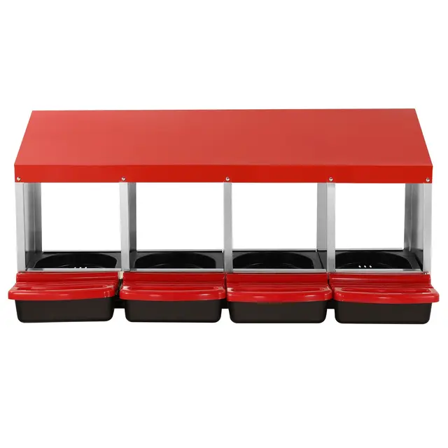 4-Compartment Chicken Nest Box Metal Box with Inclined Nesting Boxes