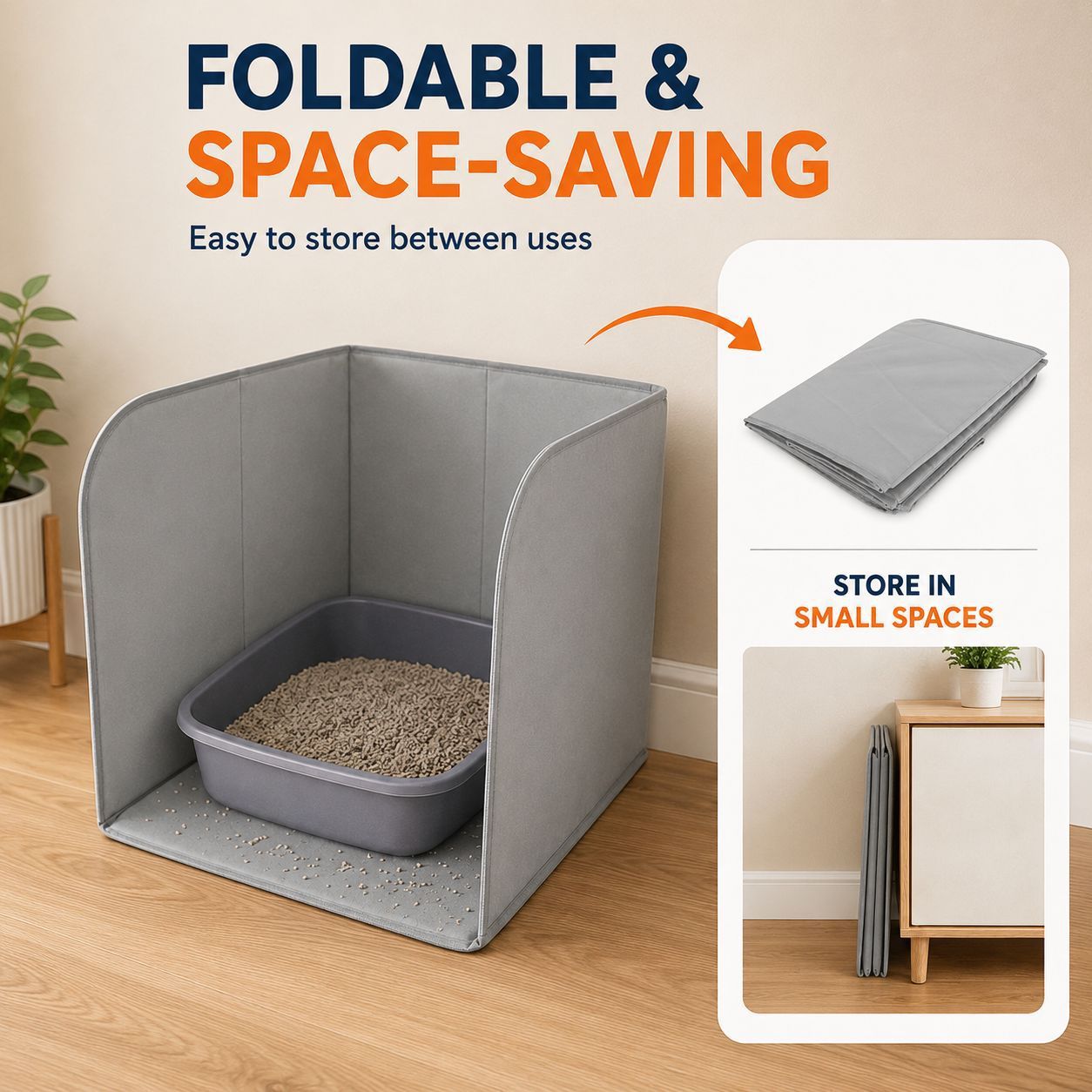 Foldable Cat Litter Box Splash Guard with Waterproof Liner image 8