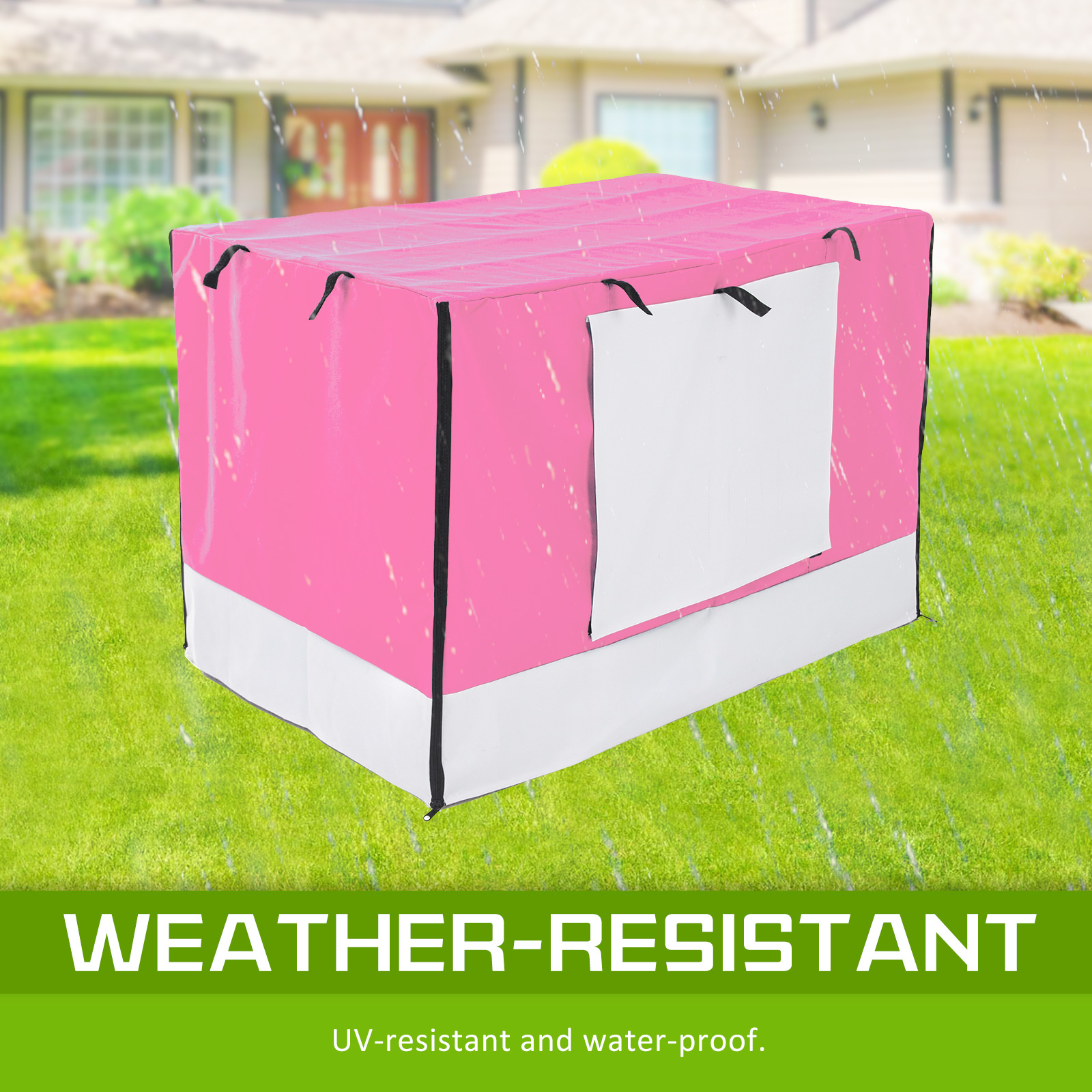 Wire Dog Cage Foldable Crate Kennel 42in with Tray + PINK Cover Combo image 4
