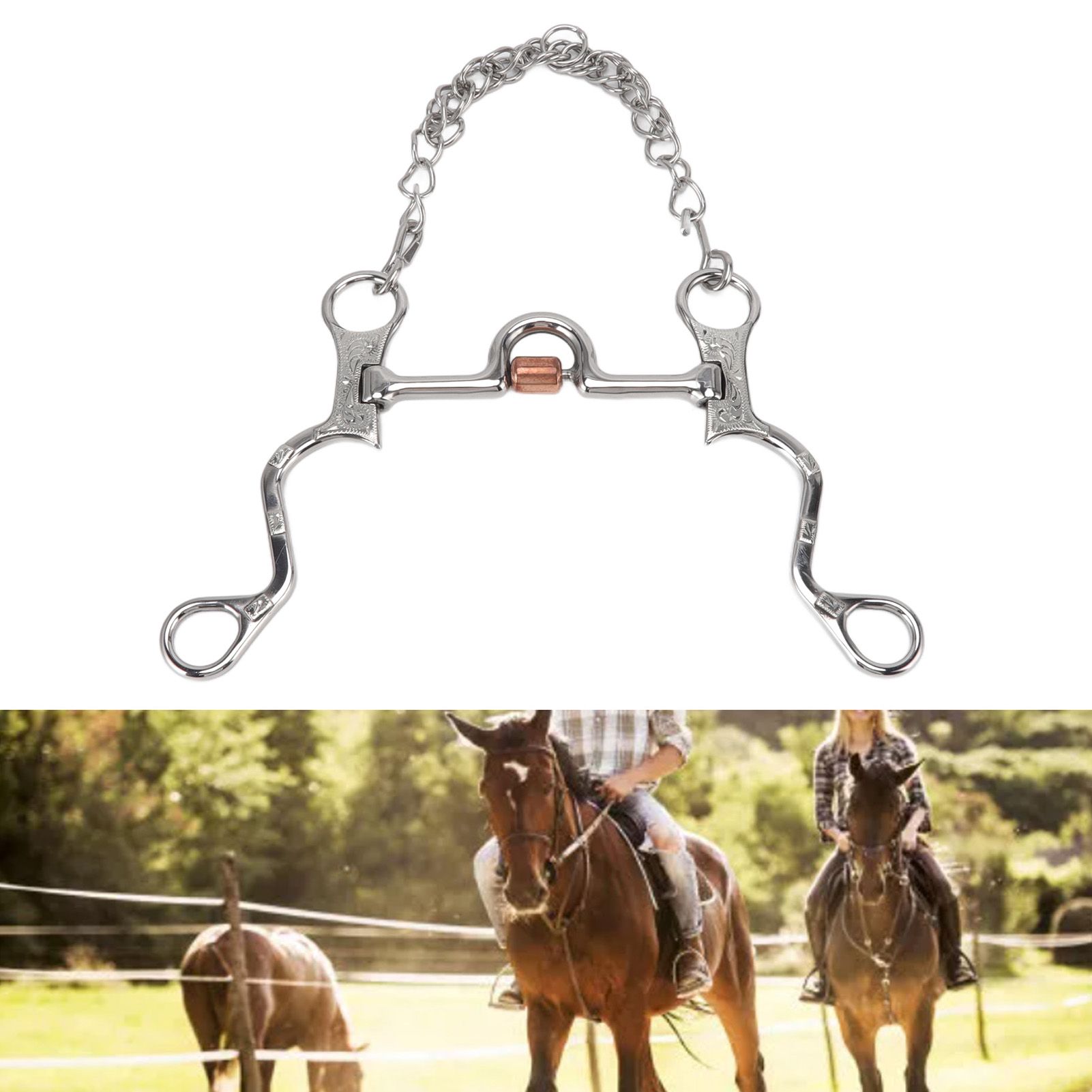 120mm Horse Mouth Snaffle with Chain Stainless Steel Horse Bit for Equestrian Training… image 12