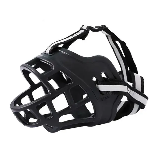 6 Sizes Adjustable Pet Dog No Bite Silicone Basket Muzzle Cage Mouth Mesh Cover - 4#