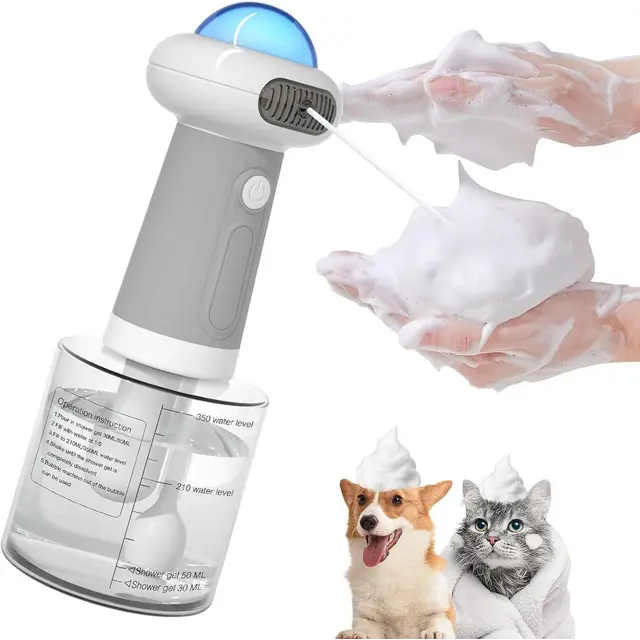 Electric Foaming Shampoo Dispenser for Dogs and Cats, Grey